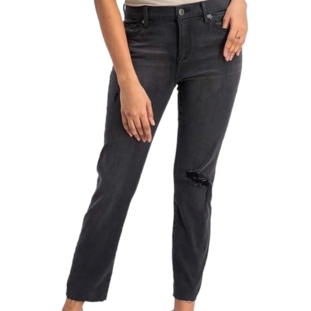 Pistola Denim High Rise Slim Jeans Size 28 Faded Black Distressed